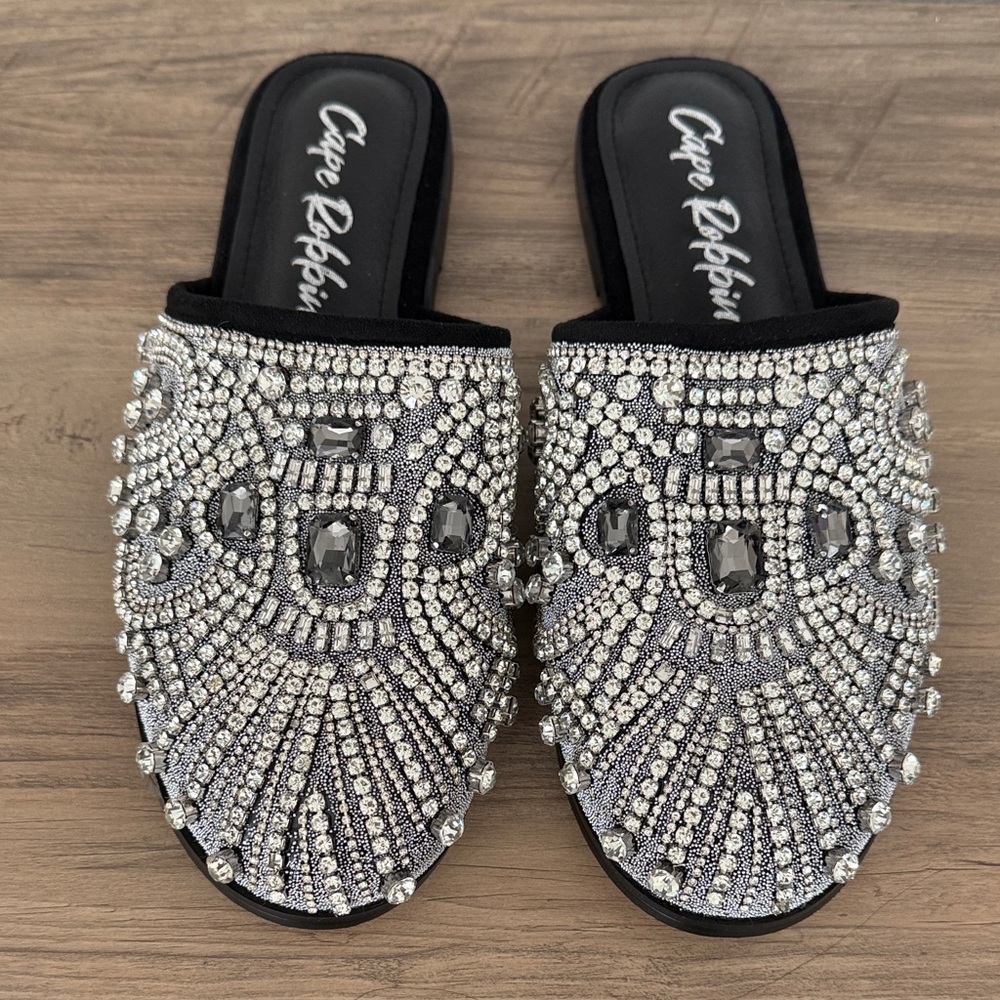 Cape Robbin Silver Rhinestone Mules
